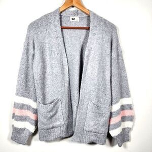 NWOT Girls SO Gray Balloon Sleeve Open Front Cardigan Size XL